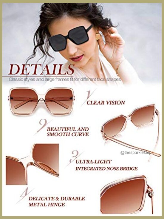 Oversized Square Sunglasses 6 Pairs Retro Irregular Vintage Shades main image 4